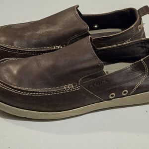 Mens Crocs Walu Loafers Shoes Sz 11 M Used Beige Canvas Casual Comfort